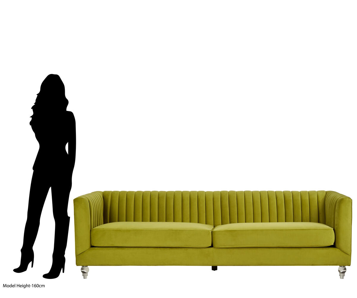 Brasa 3 Seat Green Velvet Sofa