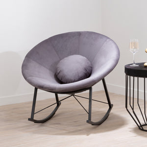Arto Grey Velvet Conic Rocking Chair