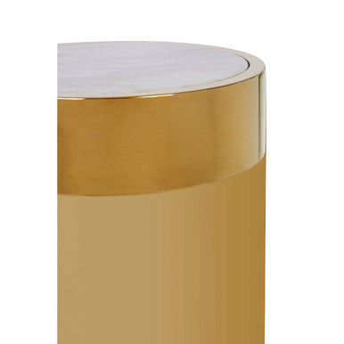 Carlox Gold and Marble Effect Round Side Table