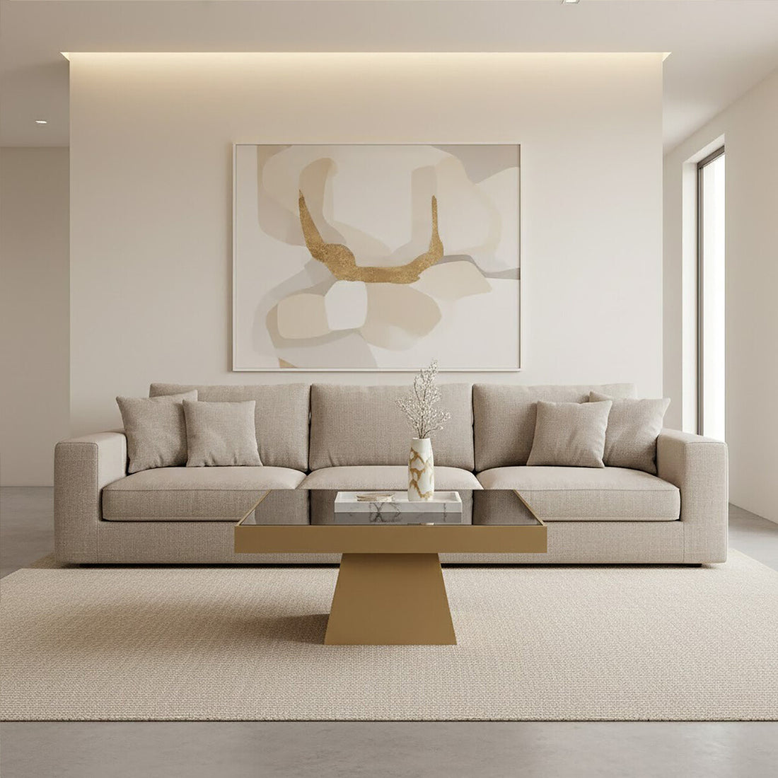 Carlox Square Gold Finish Coffee Table