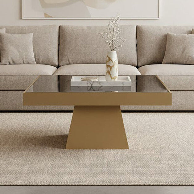 Carlox Square Gold Finish Coffee Table - Image 1