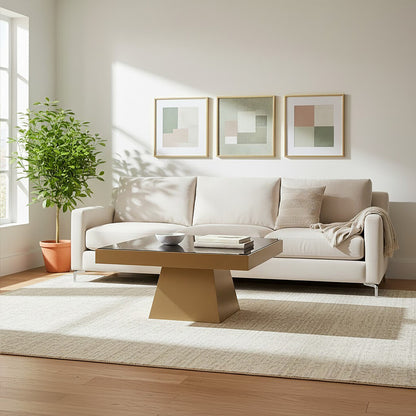 Carlox Square Gold Finish Coffee Table - Image 3
