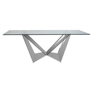 Carlox Tempered Glass Dining Table with Chrome Legs