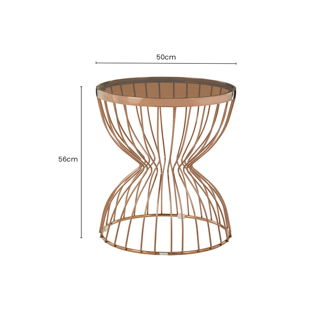 Gold Round Hourglass Base Side Table with Glass Top, Tula