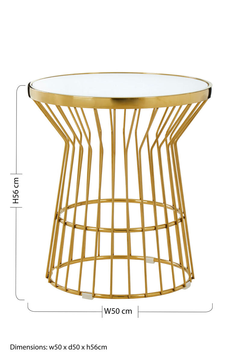 Tula Gold Finish Corset Base Side Table