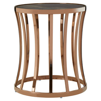 Tula Rose Gold Finish Round Side Table