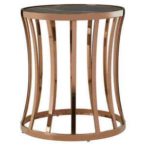 Tula Rose Gold Finish Round Side Table