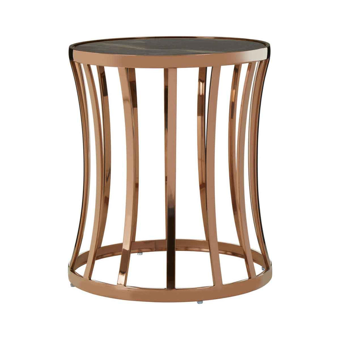 Tula Rose Gold Finish Round Side Table