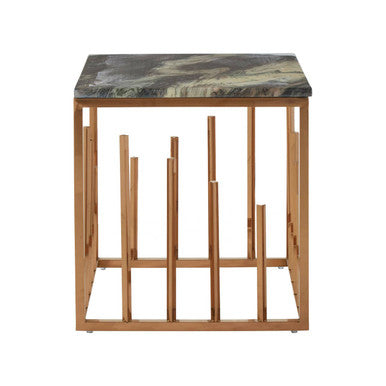 Tula Rose Gold Finish Square Side Table