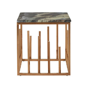 Tula Rose Gold Finish Square Side Table