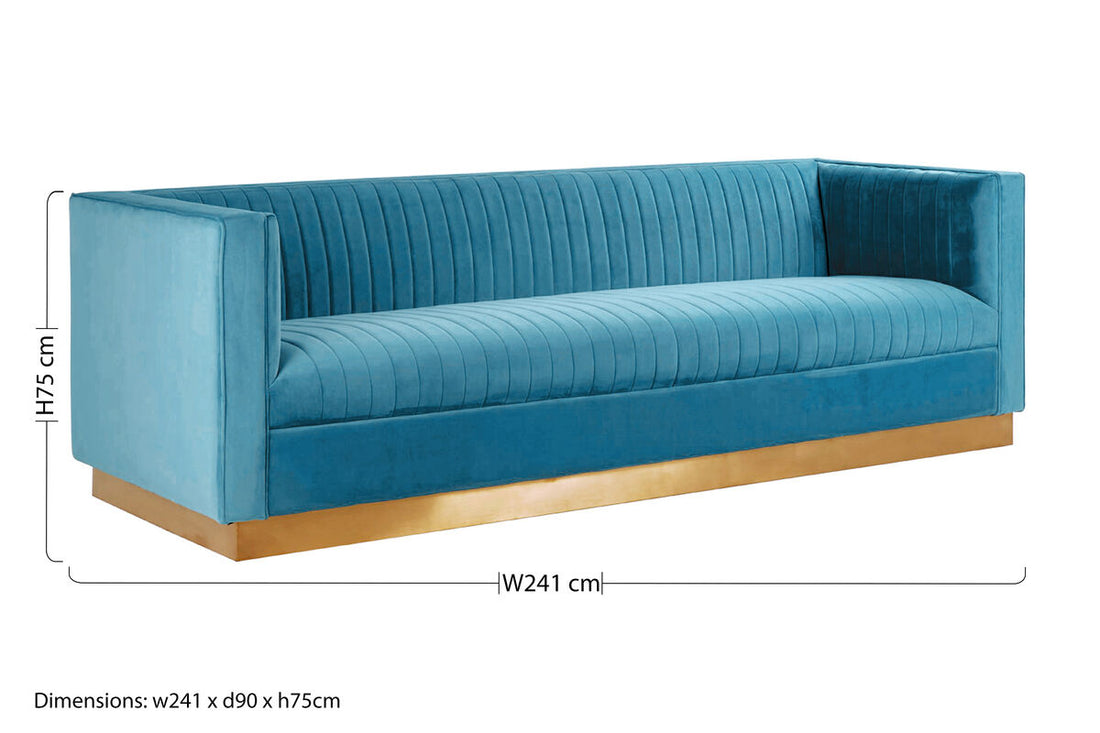 3 Seater Light Blue Sofa, Opal