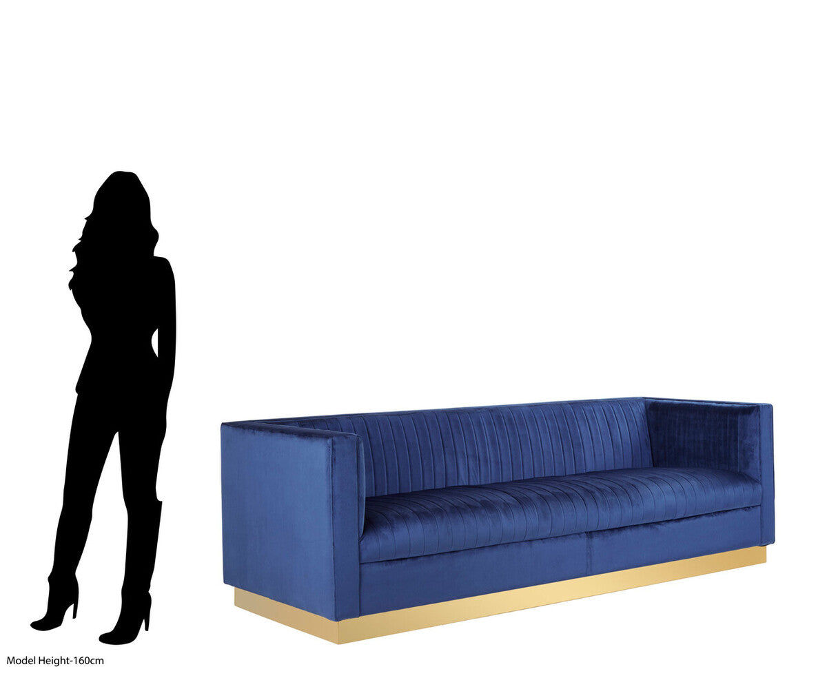 Opal 3 Seat Deep Blue Sofa
