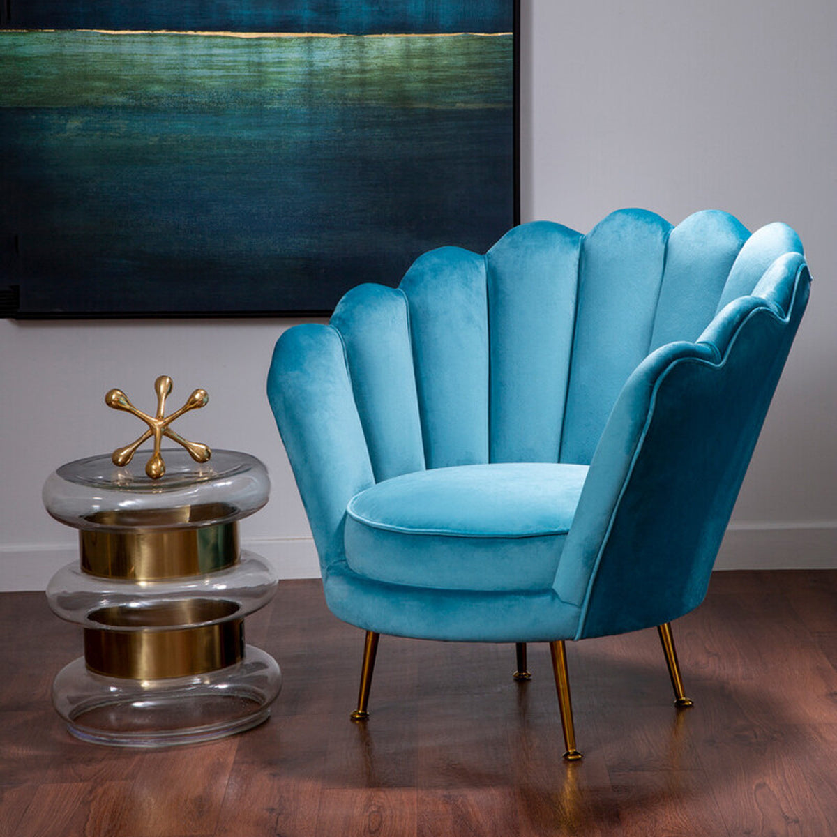 Ovala Blue Scalloped Chair