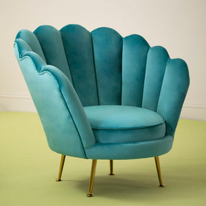 Ovala Blue Velvet Scalloped Chair