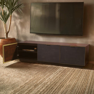 Kempton Grey Shagreen Effect and Walnut Veneer Media Unit