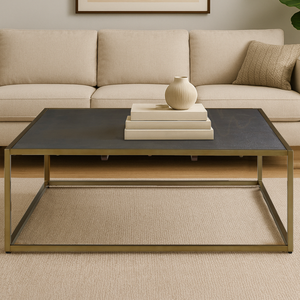 Kempton Grey Shagreen Effect and Gold Finish Coffee Table