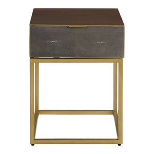 Kempton Grey Shagreen Effect and Walnut Veneer Side Table