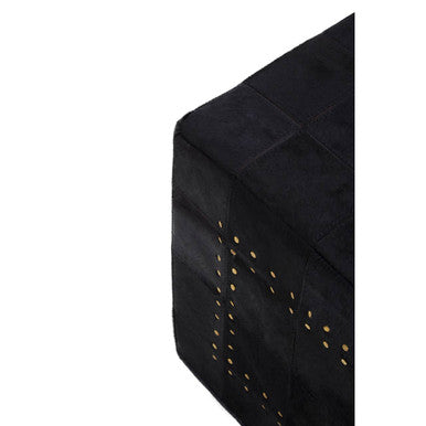 Bosie Safira Black Patchwork Leather Pouffe With Gold Studs - Image 7
