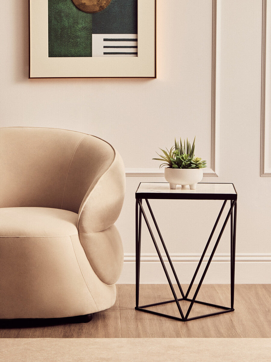 Shalimar Square Black Finish Base Side Table