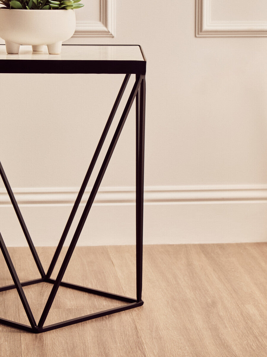 Shalimar Square Black Finish Base Side Table
