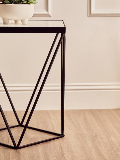 Shalimar Square Black Finish Base Side Table
