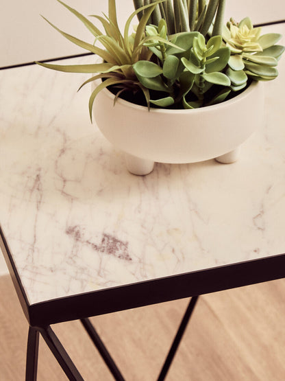 Shalimar Square Black Finish Base Side Table