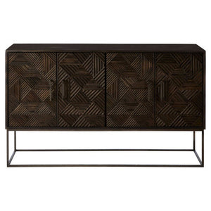 Saira Grey Carved Mango Wood 4 Door Sideboard