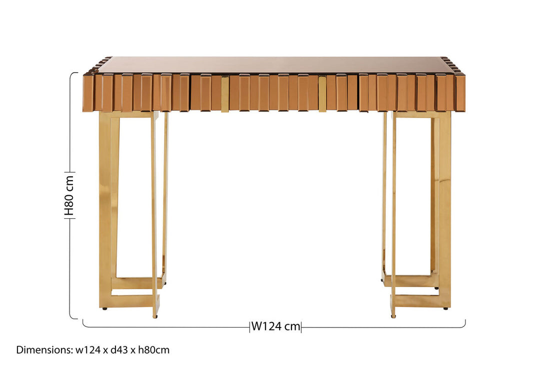Rivoli Mirrored Top Console Table With Gold Polished Frame