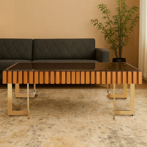 Rivoli Gold Mirrored Coffee Table with Drawer