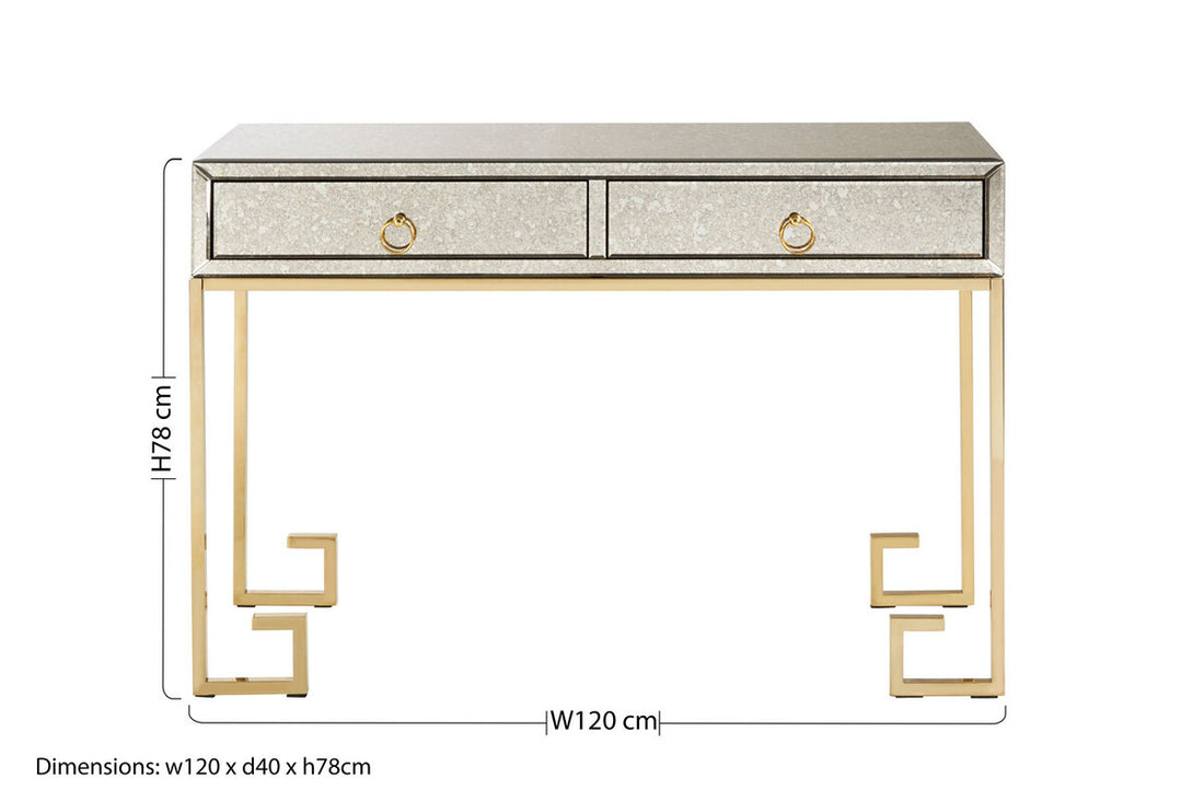Rieti Antique Mirror and Gold Console Table