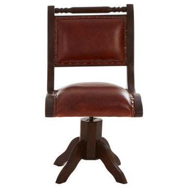 Inca Teak And Brown Swivel Chair