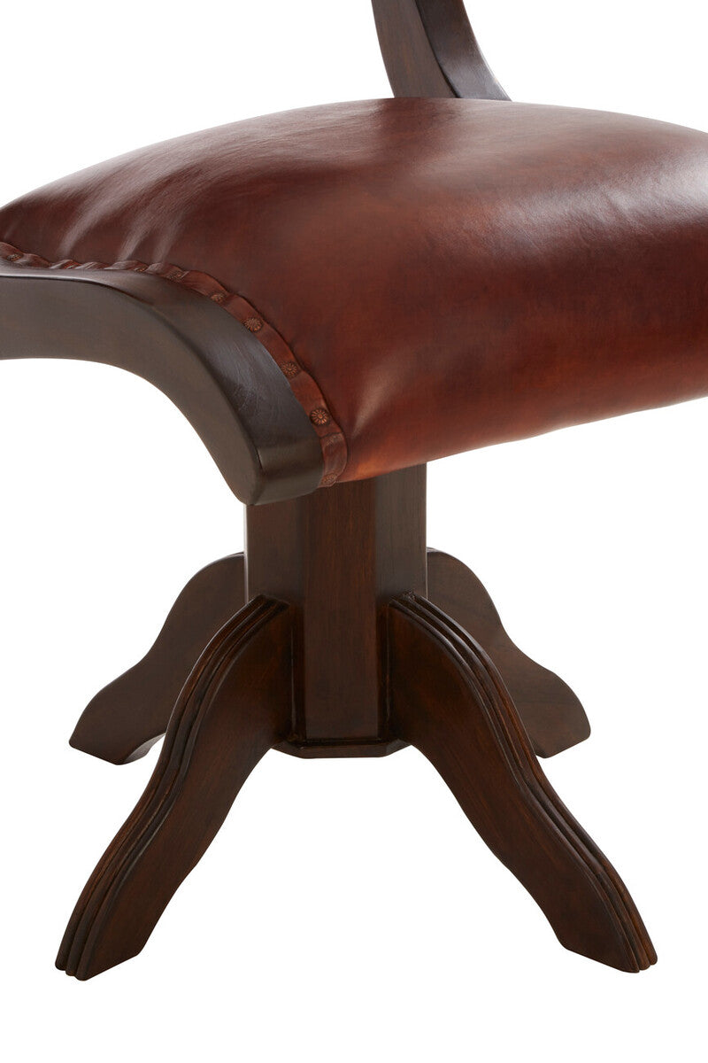 Inca Teak And Brown Swivel Chair