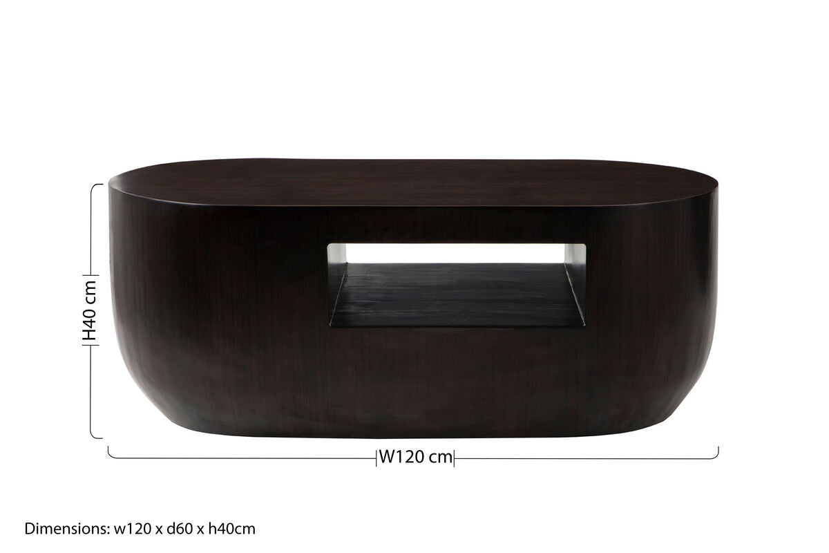 Gabelle Oval Ebony Bamboo Coffee Table