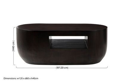 Gabelle Oval Ebony Bamboo Coffee Table