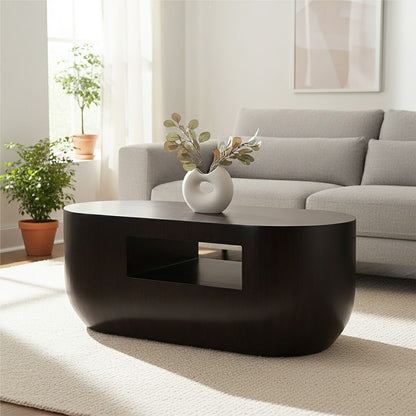 Gabelle Oval Ebony Bamboo Coffee Table
