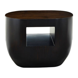 Gabelle Ebony Bamboo Oval Side Table