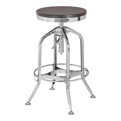 Gator Ash Wood And Silver Chrome Metal Stool
