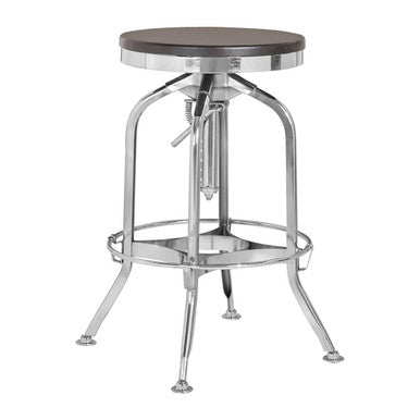 Gator Chrome and Ash Wood Adjustable Bar Stool