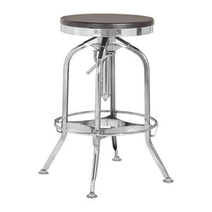 Gator Chrome and Ash Wood Adjustable Bar Stool