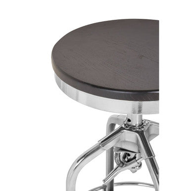 Gator Ash Wood And Silver Chrome Metal Stool