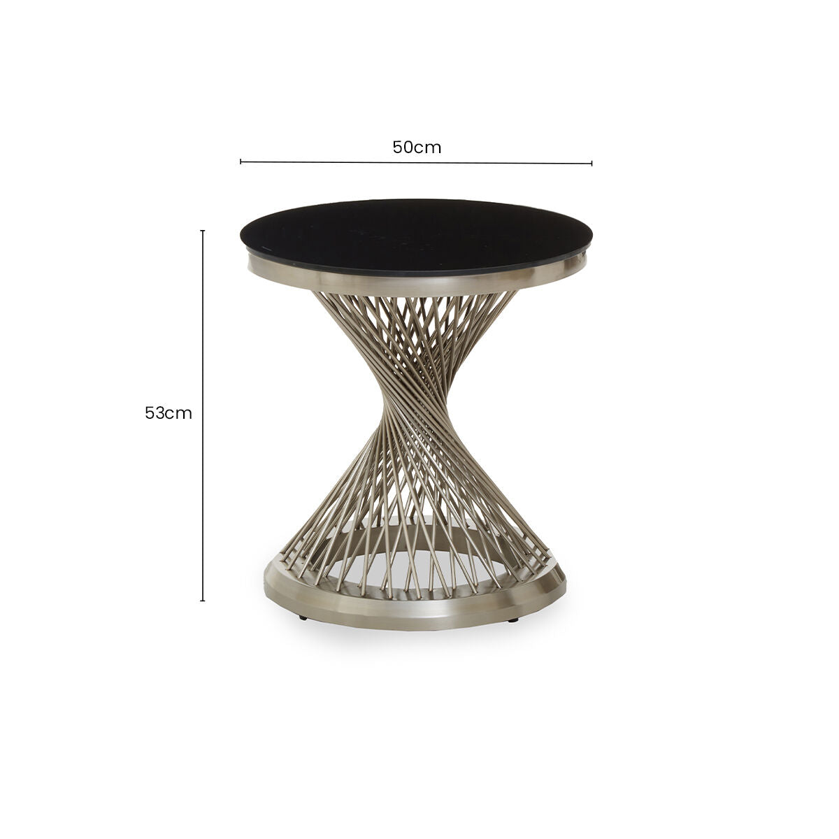Anzio Hourglass Side Table with Silver Base