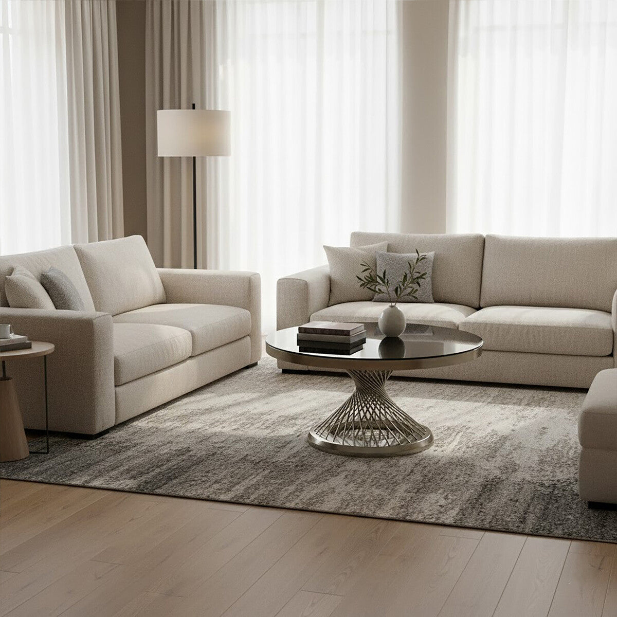 Anzio Coffee Table with Silver Base