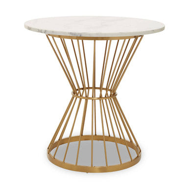 Anzio Hourglass Dining Table with White Marble and Gold Base