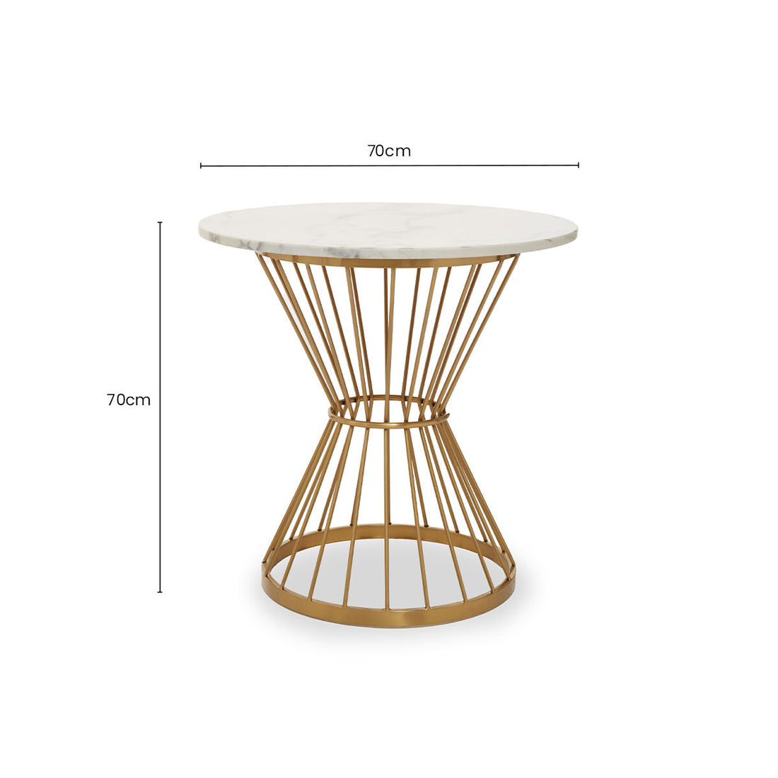 Hourglass Dining Table with White Marble Top and Gold Base, Anzio