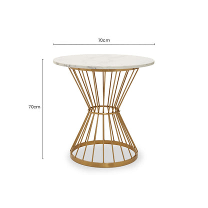 Hourglass Dining Table with White Marble Top and Gold Base, Anzio