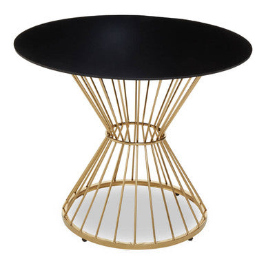 Anzio Hourglass Dining Table with Black Glass And Gold Base