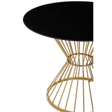 Anzio Hourglass Dining Table with Black Glass And Gold Base