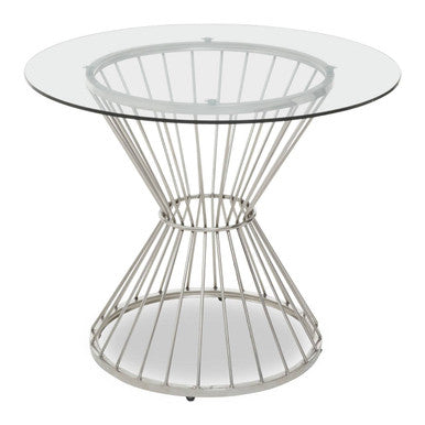 Anzio Hourglass Dining Table with Clear Glass and Silver Base