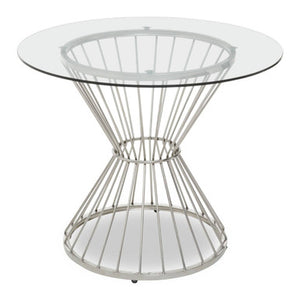 Anzio Hourglass Dining Table with Clear Glass and Silver Base