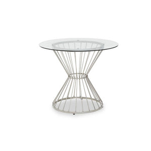 Anzio Hourglass Dining Table with Clear Glass and Silver Base